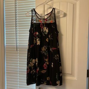 Black floral dress size M with embroidery